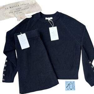 Sezane Wool/Cotton Blend Sami Sweater and Naella Skirt 2-PC Sz L NWT